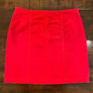 PacSun red velvet skirt with zipper in back